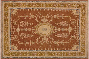 handmade Geometric Kafkaz Chobi Ziegler Brown Gold Hand Knotted RECTANGLE 100% WOOL area rug 8 x 12